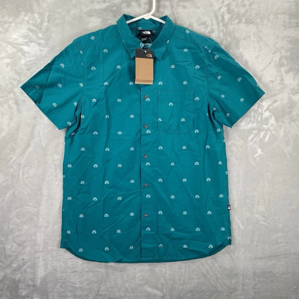 The North Face Shirt Mens Large Button Up Baytrail Jacquard Short Sleeve NWT